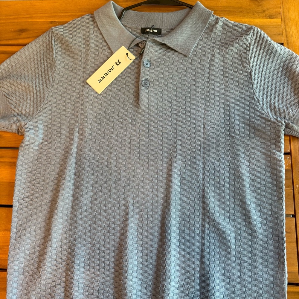 J.Lindeberg Men's Textured Gray Polo Shirt